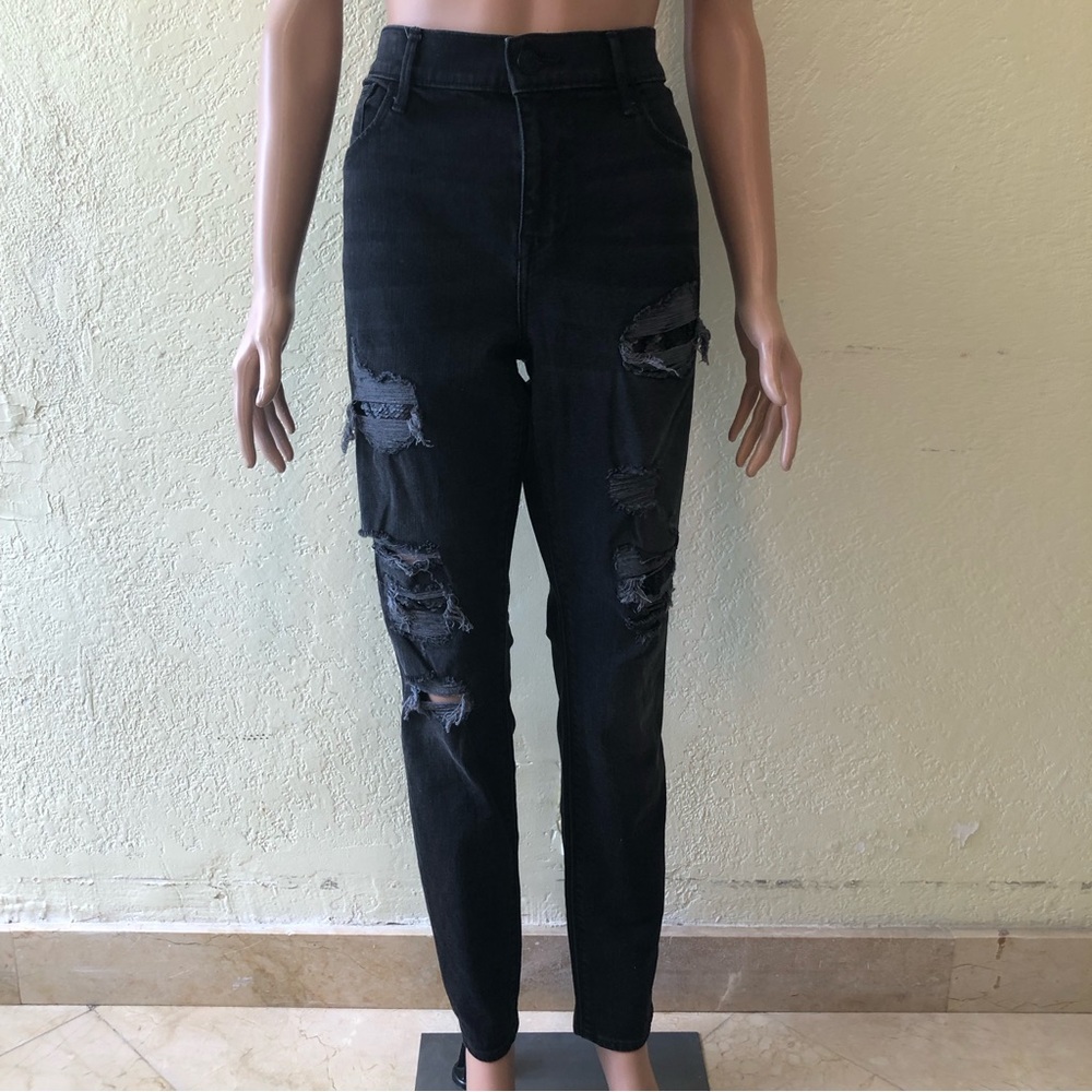 Express Jeans Black Ripped Jeans Denim Pants Women’s Size 12R Mid-Rise Leggings